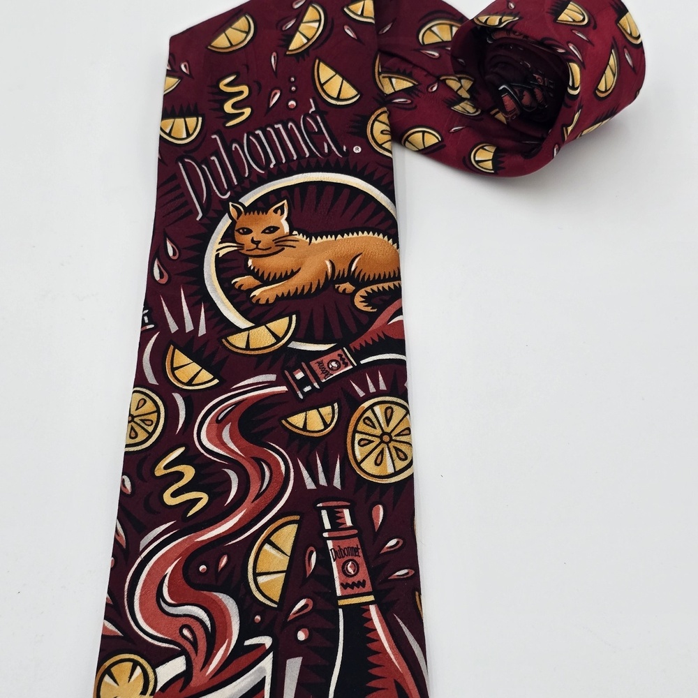 Burton Morris‎ Silk Neck Tie Pop Art Cat Citrus Cocktail Novelty 100% Silk